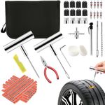 Lunriwis Tyre Repair Kit, 61 Piece Tyre Puncture Repair Kit with 30 Tyre Repair Rubber Strips, Quick First Aid Repair Kit for Flat Tyres for Cars, Motorcycles, Vans and Trucks