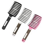 HEQUSigns 3 Pcs Detangling Hair Brush Boar Bristle Brush Hair Brush Set for Wet and Dry Hair, Increasing Hair Volume and Shine, Heat Resistant, Non Slip