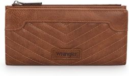 Wrangler Minimalist Wallet for Women Credit Card Wallet Ladies Travel Wallet Card Cases & Money Organizers with Smooth Zippers, A-Brown, Minimalist