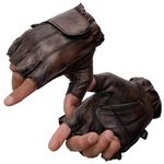 Milwaukee Leather MG7561 Men's Brown Leather Gel Padded Palm Fingerless Motorcycle Hand Gloves Made W/ ‘Naked Leather’ - Small