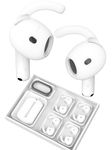 Ear Hooks For AirPods 4【Added Storage Pouch and carabiner】4 Pairs Anti-Slip Ear Covers Silicone Accessories Compatible with AirPods 4(2 Small+2 Large, White)