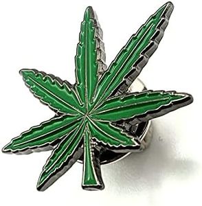 Green Weed Ganja Bong Marajuana Metal Pin Badge Leaf, Metal