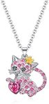 SUMFAN Cat Necklace Jewelry for Women Girls, Teen Girls Jewelry Gifts for Cat Lovers (Pink Cat)