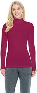 Natural Uniforms Women's Long Sleeve Mock Turtle-Neck T-Shirt Under Scrub, Burgundy, Medium