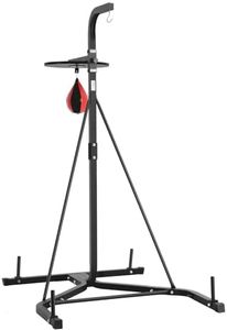VEVOR 2 in 1 Punching Bag Stand, Steel Heavy Duty Workout Equipment, Adjustable Height Boxing Punching Bag and Speed Bag Stand, Freestanding Sandbag Rack, Holds Up to 140 lbs, for Home Gym Fitness
