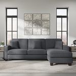 Torque - Moscow 4 Seater Mini L Shape Fabric Sofa Set (Right Side,Dark Grey) for Living Room, Bedroom, Home, Office Furniture | 3 Year Warranty.