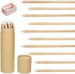 Wooden White Chalk Pencils with Sharpener and Kraft Paper Pen Container, Real Slate Chalk Pencils Art Pencils for Drawing Writing Sketching Chalk Board School Office Supplies (10)