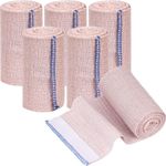 Premium Compression Bandage Pack of 6 Elastic Bandage Wrap with Self-Closures for Wrist Ankle Hand Knee Elbow Shoulder Feet Injuries Washable and Reusable 10CM Width 1.7M Length Stretches up to 4.5M