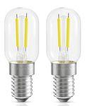 QNINE Fridge Light Bulbs, 𝟐𝐖 Equivalent to 𝟏𝟓𝐖, 200lm, Cool White 𝟔𝟎𝟎𝟎𝐊, 𝐄𝟏𝟒 LED Light Bulb for Freezer/Microwave/Cooker Hood, Non-dimmable, 2-Pack