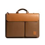 DailyObjects Leather Urban Tech Briefcase Bag (7L) Laptop Messenger Bag Sturdy Handle, Detachable Strap, Magnetic Closure & Trolley Sleeve, Compatible 14" Macbook & 14.5" Laptops - Unisex, Brown