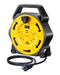 DEWENWILS Cord Reel with 4 Power Outlets, 2-USB Ports(3.4A Fast Charge), 25FT Retractable Extension Cord Reel, Heavy Duty SJTW 16/3 Cable, 13A Circuit Breaker, Hand Wind, UL Listed