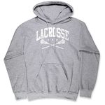 ChalkTalkSPORTS Guys Lacrosse Standard Sweatshirt | Crossed Sticks | Gray | Youth Large