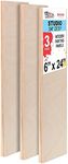 U.S. Art Supply 6" x 24" Birch Wood Paint Pouring Panel Boards, Studio 3/4" Deep Cradle (Pack of 3) - Artist Wooden Wall Canvases - Painting Mixed-Media Craft, Acrylic, Oil, Watercolor, Encaustic