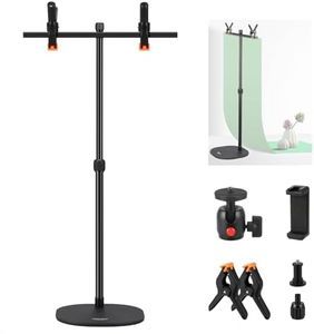 NEEWER T Shaped Tabletop Backdrop Stand Kit with Heavy Duty Base, Detachable Crossbar, 360° Ball Head, Clamps, Phone Holder, 14"-25" Desktop Projector Stand for Makeup Food Product Photography, DS004