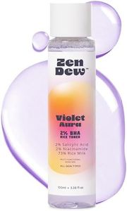 Violet Aura 2% BHA Rice Toner – Leave-On Liquid Exfoliant for All Skin Types | Hydrating, Pore-Minimizing, Brightening, Clears Blemishes, Smooths Fine Lines, Alcohol-Free, Vegan Daily Skincare