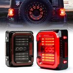 Xprite LED Tail Lights with Novel C Shaped Design, Clear Lens Taillight with Running & Brake & Turn Signal & Reverse Light Compatible with Wrangler JK JKU 2007-2018