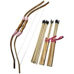 Adventure Awaits! Wood;Rubber Handmade Wooden Bow And Arrow Set, Multicolour, Pack Of 2, Adult