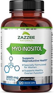 Zazzee Myo-Inositol 120 Veggie Capsules, 2000 mg per Serving, 100% Pure, Pharmaceutical Grade, Vegan, Non-GMO and All Natural