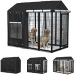 ciclvx Outdoor Dog Kennel Cover for 8'Dx4'Wx6'H with Grids and Transparent Window, 600D Full Coverage & Silver-Coated Interior Waterproof Dog Crate Cover for Large Dog Cage Outdoor (Cover Only)