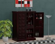 Wooden Big Bar Cabinet for Home || Bar Home Furniture || Sheesham Wood Bar Cabinet with Storage || Bar Units || Bar Cabinet for Living Room || Wine Rack, Already Assembled,Mahogany