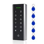 Door Access Control System, 125KHz Proximity ID Card Access Control Keypad Support 1000 Users ID Card Reader Digital Keypad + 5PCS Keychains for Entry Access Controller Gate Opener