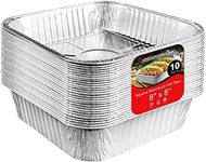 8x8 Foil Pans 8 Inch Square Aluminum Pans with Covers - Foil Pans and Foil Lids - Disposable Food Containers Great for Baking, Cooking, Heating, Storing, Prepping Food