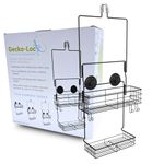 Gecko-Loc Extra Long Wide Adjustable Length over the showerhead hanging shower caddy organizer - for Shampoo, Soap, & Razors - Black