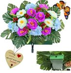 ALL SPECIAL Headstone Flower Saddle - Tombstone Saddle Flowers Autumn, Grave Saddle Flowers for Cemetery, Gravestone Saddle Floral Never Be Blown Away by Winds