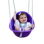 Swurfer Coconut Toddler Swing – Comfy Baby Swing Outdoor, 3- Point Adjustable Safety Harness, Secure, Safe Quick Click Locking System, Blister-Free Rope, Easy Installation, Ages 9 M and Up, Plp Purple