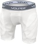 Youper Boys Youth Padded Sliding Shorts with Cup Pocket for Baseball, Football, Lacrosse (White Grey, Large)