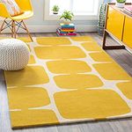 Unique Carpet Handmade Wool & Blend Carpet for Living Room Home Bedroom Hall Kitchen Office Anywhere Color Multi Hand Tufted Carpets (Yellow MR, 5 x 7 feet)