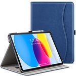 ZtotopCases Case for iPad 10th Generation,10.9 Inch 2022 Model, Premium Leather Business Cover with Auto Wake/Sleep Function, Multi-Angle Viewing Stand Cover with Pocket & Pencil Holder, Dark Blue