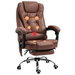 Vinsetto Heated 6 Points Vibration Massage Executive Office Chair Microfiber Adjustable Swivel High Back Desk Chair with Footrest Brown