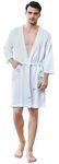 Skilydia Mens Summer Robes Lightweight Knee Length,Soft Absorbent Mens Bathrobes for Pool/Shower/Loungewear, White, Large