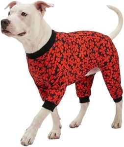 LovinPet Fat Dog Pajamas Onesies for Medium Dogs, Pet Anxiety Relief Shirt,Sun Protection Shirt, Comfy Stretchy Fabric,Floral Allover Black Print, Pajamas for Pitbulls, Onesies for Dogs, Medium