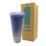 No Leak Reusable Boba Tea Cup | Tumbler in Cute and Unique Colors | 24 oz Large Double Wall Insulated | Wide Straw with lid and Straw Cleaner | Perfect for Bubble Milk Tea or Smoothies - Lavender