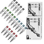 Wormhole Tattoo Cartridge Needles Long Taper 50pcs Assorted Disposable Tattoo Needle Cartridges Mixed 5RL 7RL 9RL 5RS 7RS 9RS 15M1 21M1 15RM 21RM Round Liner Shader Magnum Round Magnum