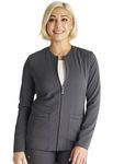 Cherokee Women Zip Scrub Jacket with 2 Pockets and Shirttail Hem Knit Sleeve CK356A, Pewter, 4X-Large Plus