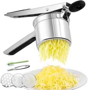Potato Ricer 15oz, Heavy Duty Stainless Steel Potato Masher with 3 Interchangeable Discs, Large Masher and Ricer Kitchen Tool for Mashed Potatoes, Spaetzle Noodle Maker, Potato Press