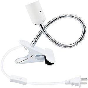 Bonlux Flexible Aluminum Wire Neck Clip Holder E26 Base Light Socket with On/Off Switch US Plug, Adjustable Light Stand Clamp Lamp Fixture for Reptiles Desk Lamp Grow Aquarium Light (Max Bulb: 100W)