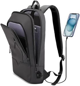 Backpack for Men Business Slim Backpack with USB Charger Computer Lightweight Anti-theft Travel Backpacks 15.6 inch Water Resistant Laptop Bag for Work Office College-Black