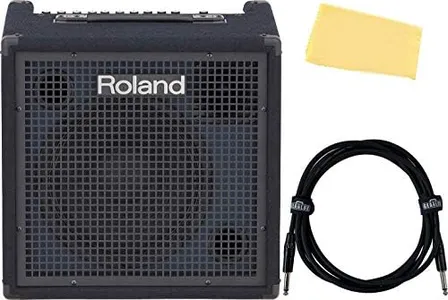 Roland KC-400 4-Channel Stereo Mixing Keyboard Amplifier - 150W Bundle with Instrument Cable, and Austin Bazaar Polishing Cloth