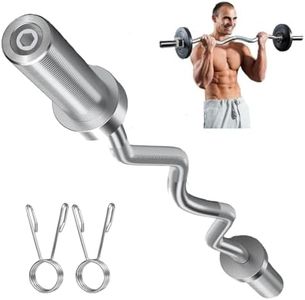 OKUGAFIT 47" Olympic Curl Bar, EZ Curl Bar for 2-inch Weight Plates, Curling Bar Strength Training Bar for Weightlifting, Hip Thrusts, Squats and Lunges with 2 Spring Clip Collars