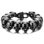 COOLSTEELANDBEYOND Mens Stainless Steel Large Skull Link Bracelet Biker Gothic Style High Polished, Chain Width:2.5CM, Stainless Steel, not-applicable