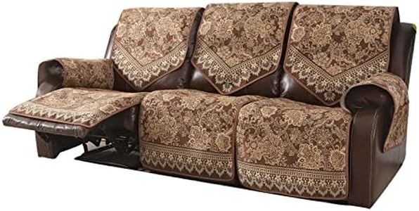 LUFEIJIASHI Waterproof Recliner Sofa Covers Non-Slip Recliner Couch Covers for 3 seat, Split Washable Jacquard Reclining Couch Covers Furniture Protecto (Brown, 3 Seater)