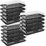 Deli Supplies Pack of 15 Large Rectangle Food, Cake, Sandwich Platter Tray Set, Black Tray Base with Clear Lid Durable Buffet Catering Food Sandwich Trays (L450mm x W310mm x 75mm with Lids)