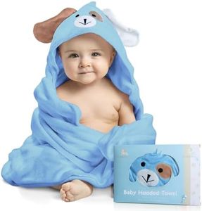 FOREVERPURE Baby Towels with Hood - Soft, Absorbent Viscose Made of Bamboo, Extra Large 35 x 35 Inches, for Newborns, Infants, Boys and Girls, Blue