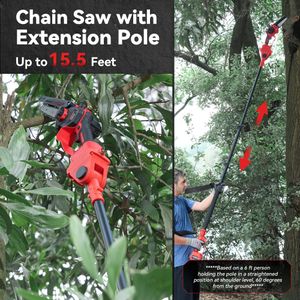 Avhrit 2-in-1 Cordless Pole Saw & Mini Chainsaw, 6-Inch, 2 Batteries – 15.5ft Reach