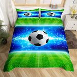 Manfei Kids Football Kids Duvet Cover Set Twin Size, American Soccer Comforter Cover with 1 Pillowcase, Sports Gaming Theme Bedding Set 2pcs for Boys Girls Teens Room Decor Lightweight Bedspread Cover