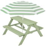 Best Choice Products Wooden Kids Picnic Table with Umbrella, Outdoor Activity Table Set with Built-in Benches, 220 lb Capacity per Bench - Sage